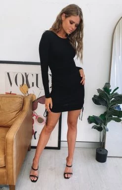 Beginning Boutique Dresses Jamesy Ruched Side Dress Black