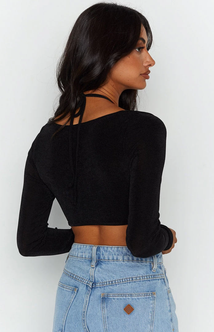 BB Exclusive New Jauqi Black Long Sleeve Halter Top 6 BB Exclusive New Jauqi Black Long Sleeve Halter Top