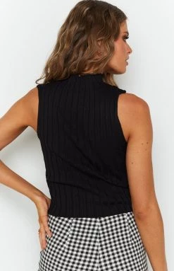 Beginning Boutique Jayla High Neck Top Black