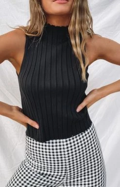 Beginning Boutique Jayla High Neck Top Black