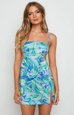 BB Exclusive New Jenna Cut Out Mini Dress Blue Print 9 BB Exclusive New Jenna Cut Out Mini Dress Blue Print
