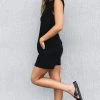 Beginning Boutique Jericho Padded Shoulder T-shirt Dress Black Dresses