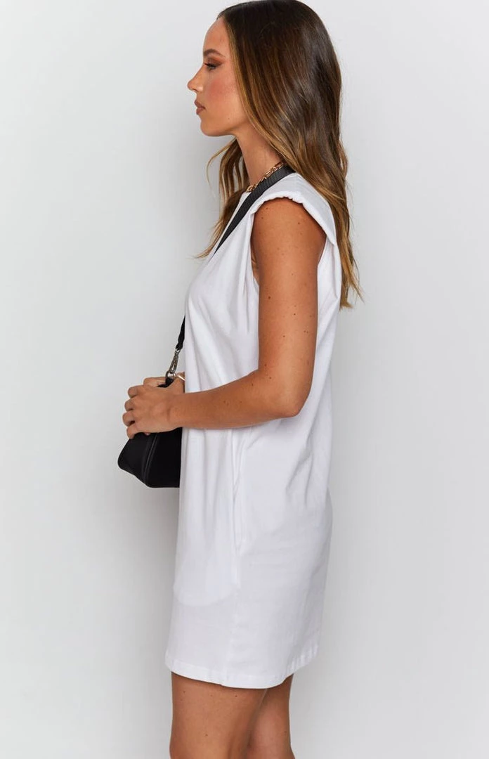 Beginning Boutique Jericho Padded Shoulder T-shirt Dress White Dresses 6 Beginning Boutique Jericho Padded Shoulder T-shirt Dress White Dresses