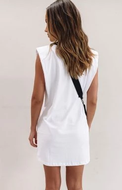Beginning Boutique Jericho Padded Shoulder T-shirt Dress White Dresses 17 Beginning Boutique Jericho Padded Shoulder T-shirt Dress White Dresses