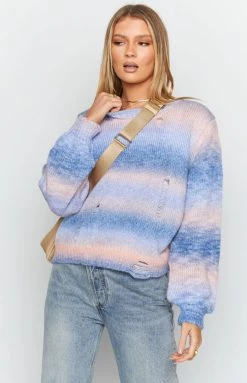 Beginning Boutique Outerwear Jessi Knitted Sweater Purple