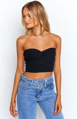 BB Exclusive Tops Jessica Black Twist Front Bandeau Top