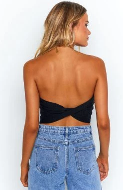 BB Exclusive Tops Jessica Black Twist Front Bandeau Top