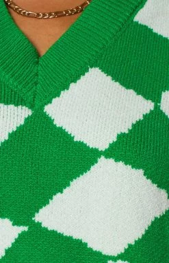 Beginning Boutique Tops Jesslyn Green Check Vest