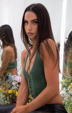 Beginning Boutique Tops Jeston Khaki Crop Top