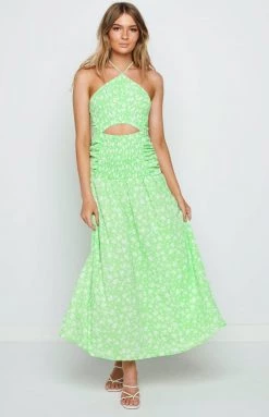 Beginning Boutique Dresses Jodey Green Floral Midi Dress