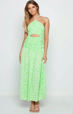 Beginning Boutique Dresses Jodey Green Floral Midi Dress