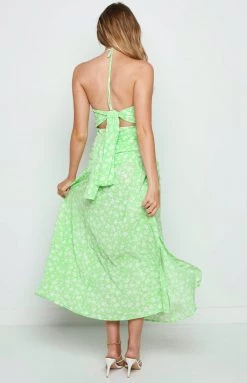 Beginning Boutique Dresses Jodey Green Floral Midi Dress
