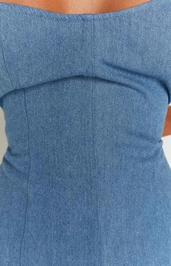 BB Exclusive Joelle Blue Denim Strapless Mini Dress