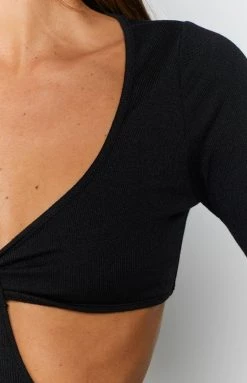 Beginning Boutique Joey Side Cut Out Midi Dress Black Dresses