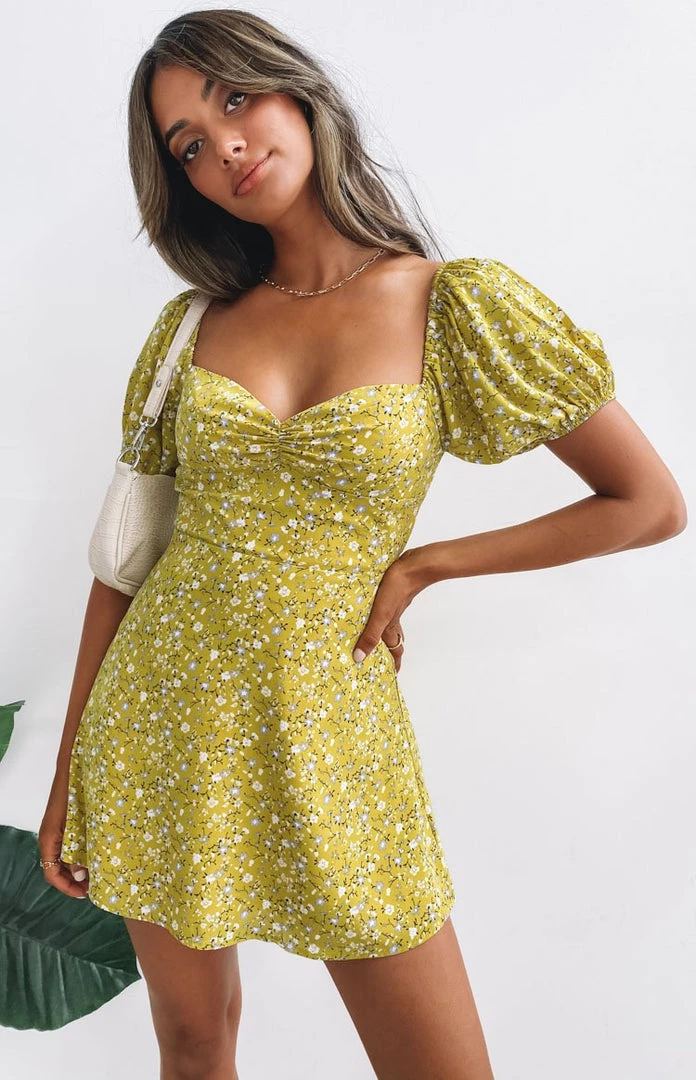 BB Exclusive Dresses Jolene Mini Dress Mustard Floral 1 BB Exclusive Dresses Jolene Mini Dress Mustard Floral