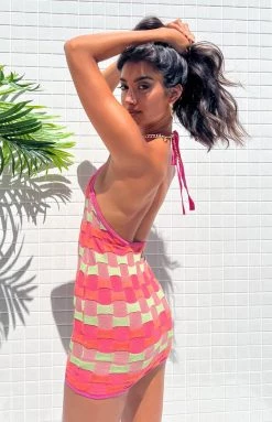 BB Exclusive Jolie Pink Stripe Halter Dress