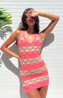 BB Exclusive Jolie Pink Stripe Halter Dress