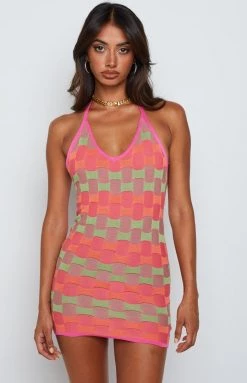 BB Exclusive Jolie Pink Stripe Halter Dress