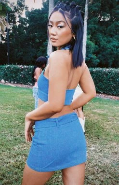 BB Exclusive Jordie Blue Denim Mini Skirt