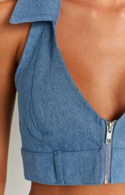 BB Exclusive Jordie Blue Denim Halter Top