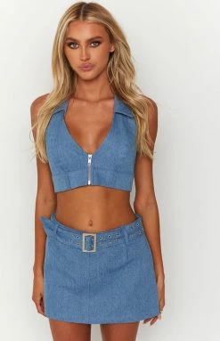BB Exclusive Jordie Blue Denim Mini Skirt
