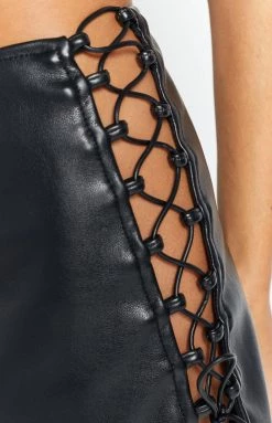 BB Exclusive Jordyn Black PU Mini Skirt Bottoms