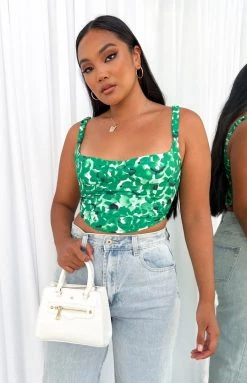 Beginning Boutique Judd Green Crop Top Tops