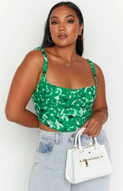 Beginning Boutique Judd Green Crop Top Tops