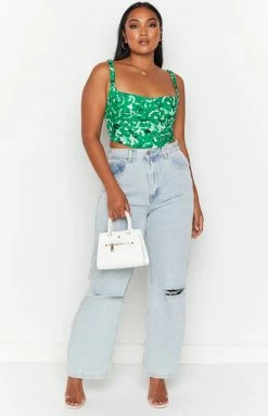 Beginning Boutique Judd Green Crop Top Tops