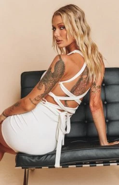 BB Exclusive Jude Rib Mini Dress White Dresses