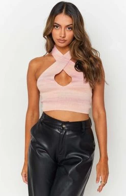 BB Exclusive Tops Juliana Knit Halter Top Pink
