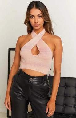 BB Exclusive Tops Juliana Knit Halter Top Pink