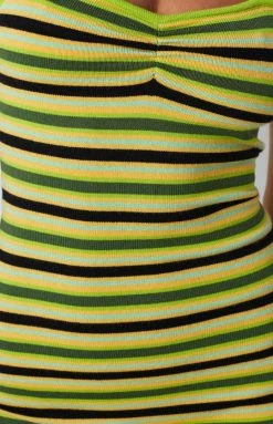 Beginning Boutique Juliette Striped Halter Dress Green