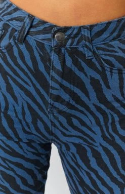 Beginning Boutique Bottoms Jungle Swing Print Straight Leg Jeans Blue