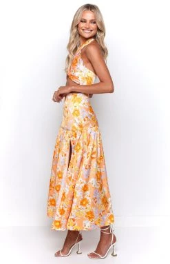 BB Exclusive Cocktail Dresses Juniper Orange Floral Maxi Skirt