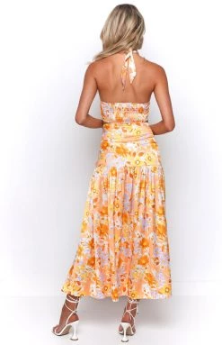 BB Exclusive Cocktail Dresses Juniper Orange Floral Maxi Skirt
