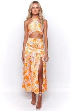 BB Exclusive Juniper Orange Floral Top Tops