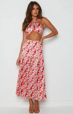 BB Exclusive Juniper White Floral Maxi Skirt Bottoms