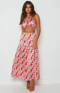 BB Exclusive Juniper White Floral Maxi Skirt Bottoms