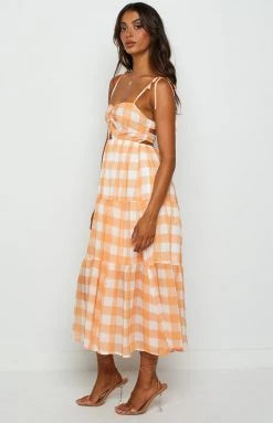 Beginning Boutique Dresses Justine Orange Check Midi Dress 10 Beginning Boutique Dresses Justine Orange Check Midi Dress