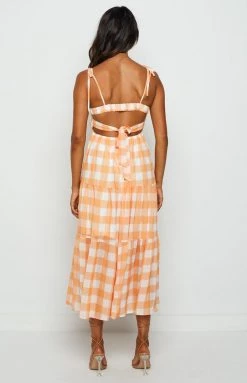 Beginning Boutique Dresses Justine Orange Check Midi Dress 11 Beginning Boutique Dresses Justine Orange Check Midi Dress