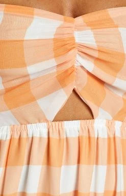 Beginning Boutique Dresses Justine Orange Check Midi Dress 12 Beginning Boutique Dresses Justine Orange Check Midi Dress