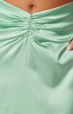 BB Exclusive Justine Sage Satin Maxi Skirt Bottoms