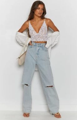 Beginning Boutique Lainey Lace Bralette Top White