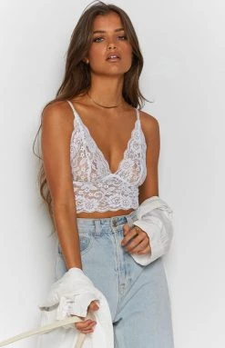 Beginning Boutique Lainey Lace Bralette Top White