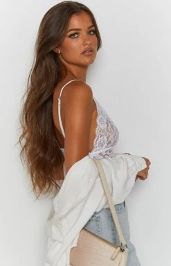 Beginning Boutique Lainey Lace Bralette Top White