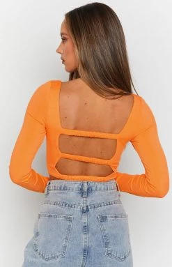 Beginning Boutique Trusting Long Sleeve Top Orange