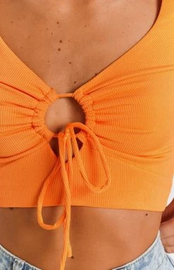 Beginning Boutique Trusting Long Sleeve Top Orange