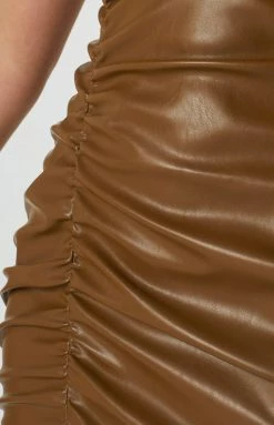 BB Exclusive Kailani Brown PU Mini Dress Dresses