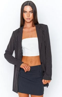 BB Exclusive Outerwear Kaitlin Black Pinstripe Blazer